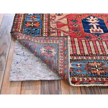 Load image into Gallery viewer, 5&#39;10&quot;x7&#39;8&quot; Cantaloupe Orange, Afghan Ersari with Turkish Knot, Caucasian Design Revival, Ancient Bird Figurines, Vegetable Dyes, Hand Knotted, 100% Wool, Oriental Rug FWR3420