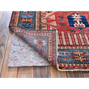 5'10"x7'8" Cantaloupe Orange, Afghan Ersari with Turkish Knot, Caucasian Design Revival, Ancient Bird Figurines, Vegetable Dyes, Hand Knotted, 100% Wool, Oriental Rug FWR3420