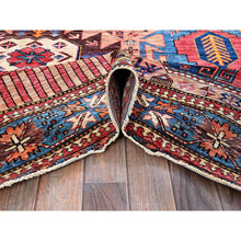 Load image into Gallery viewer, 5&#39;10&quot;x7&#39;8&quot; Cantaloupe Orange, Afghan Ersari with Turkish Knot, Caucasian Design Revival, Ancient Bird Figurines, Vegetable Dyes, Hand Knotted, 100% Wool, Oriental Rug FWR3420