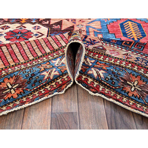 5'10"x7'8" Cantaloupe Orange, Afghan Ersari with Turkish Knot, Caucasian Design Revival, Ancient Bird Figurines, Vegetable Dyes, Hand Knotted, 100% Wool, Oriental Rug FWR3420