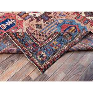 5'10"x7'8" Cantaloupe Orange, Afghan Ersari with Turkish Knot, Caucasian Design Revival, Ancient Bird Figurines, Vegetable Dyes, Hand Knotted, 100% Wool, Oriental Rug FWR3420
