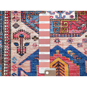 5'10"x7'8" Cantaloupe Orange, Afghan Ersari with Turkish Knot, Caucasian Design Revival, Ancient Bird Figurines, Vegetable Dyes, Hand Knotted, 100% Wool, Oriental Rug FWR3420