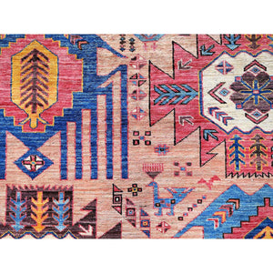 5'10"x7'8" Cantaloupe Orange, Afghan Ersari with Turkish Knot, Caucasian Design Revival, Ancient Bird Figurines, Vegetable Dyes, Hand Knotted, 100% Wool, Oriental Rug FWR3420