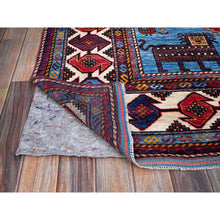 Load image into Gallery viewer, 6&#39;x8&#39;1&quot; Maya Blue, Afghan Ersari With Turkish Knot, Caucasian Design Revival, Birds And Lion Figurines, Vegetable Dyes, Hand Knotted, Soft Wool, Oriental Rug FWR3426