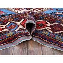 Load image into Gallery viewer, 6&#39;x8&#39;1&quot; Maya Blue, Afghan Ersari With Turkish Knot, Caucasian Design Revival, Birds And Lion Figurines, Vegetable Dyes, Hand Knotted, Soft Wool, Oriental Rug FWR3426