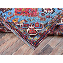 Load image into Gallery viewer, 6&#39;x8&#39;1&quot; Maya Blue, Afghan Ersari With Turkish Knot, Caucasian Design Revival, Birds And Lion Figurines, Vegetable Dyes, Hand Knotted, Soft Wool, Oriental Rug FWR3426