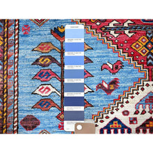 Load image into Gallery viewer, 6&#39;x8&#39;1&quot; Maya Blue, Afghan Ersari With Turkish Knot, Caucasian Design Revival, Birds And Lion Figurines, Vegetable Dyes, Hand Knotted, Soft Wool, Oriental Rug FWR3426
