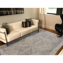 Load image into Gallery viewer, 7&#39;1&quot;x9&#39;10&quot; Beige Vintage and Worn Down Persian Qashqai Pure Wool Distressed Hand Knotted Oriental Rug FWR343530