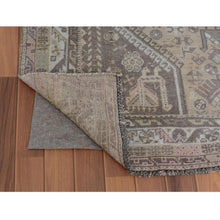 Load image into Gallery viewer, 7&#39;1&quot;x9&#39;10&quot; Beige Vintage and Worn Down Persian Qashqai Pure Wool Distressed Hand Knotted Oriental Rug FWR343530