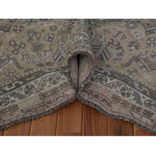 Load image into Gallery viewer, 7&#39;1&quot;x9&#39;10&quot; Beige Vintage and Worn Down Persian Qashqai Pure Wool Distressed Hand Knotted Oriental Rug FWR343530