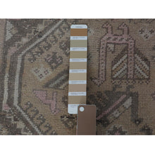 Load image into Gallery viewer, 7&#39;1&quot;x9&#39;10&quot; Beige Vintage and Worn Down Persian Qashqai Pure Wool Distressed Hand Knotted Oriental Rug FWR343530