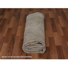 Load image into Gallery viewer, 7&#39;1&quot;x9&#39;10&quot; Beige Vintage and Worn Down Persian Qashqai Pure Wool Distressed Hand Knotted Oriental Rug FWR343530