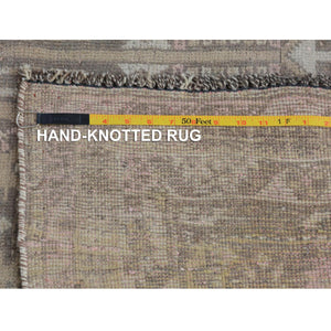 7'1"x9'10" Beige Vintage and Worn Down Persian Qashqai Pure Wool Distressed Hand Knotted Oriental Rug FWR343530