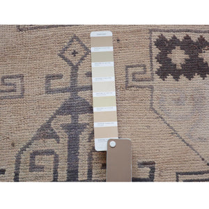 4'9"x9' Natural Colors Gallery Size Old and Worn Down Persian Shiraz Distressed Hand Knotted Oriental Rug FWR343674