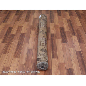 4'9"x9' Natural Colors Gallery Size Old and Worn Down Persian Shiraz Distressed Hand Knotted Oriental Rug FWR343674
