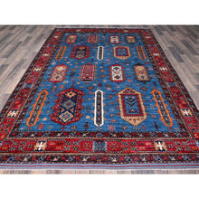 Load image into Gallery viewer, 6&#39;3&quot;x9&#39;1&quot; Carolina Blue, Afghan Ersari With Turkish Knot, Caucasian Design Revival, Densely Woven, Vegetable Dyes, Hand Knotted, Soft 100% Wool, Oriental Rug FWR3438