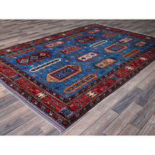 Load image into Gallery viewer, 6&#39;3&quot;x9&#39;1&quot; Carolina Blue, Afghan Ersari With Turkish Knot, Caucasian Design Revival, Densely Woven, Vegetable Dyes, Hand Knotted, Soft 100% Wool, Oriental Rug FWR3438