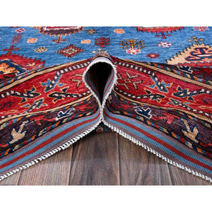 6'3"x9'1" Carolina Blue, Afghan Ersari With Turkish Knot, Caucasian Design Revival, Densely Woven, Vegetable Dyes, Hand Knotted, Soft 100% Wool, Oriental Rug FWR3438