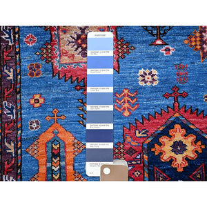 6'3"x9'1" Carolina Blue, Afghan Ersari With Turkish Knot, Caucasian Design Revival, Densely Woven, Vegetable Dyes, Hand Knotted, Soft 100% Wool, Oriental Rug FWR3438