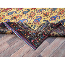 Load image into Gallery viewer, 6&#39;1&quot;x8&#39;10&quot; Macaroon Yellow, Afghan Ersari with Turkish Knot, Caucasian Design Revival, Small Human Figurines, Vegetable Dyes, Hand Knotted, Soft Wool, Oriental Rug FWR3444