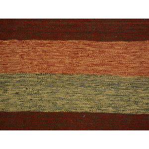 4'9"x8' Colorful Afghan Reversible Kilim Pure Wool Hand Woven Striped Oriental Rug FWR345000