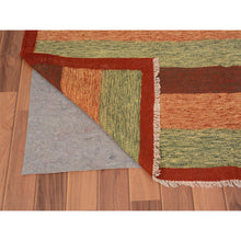 Load image into Gallery viewer, 4&#39;9&quot;x8&#39; Colorful Afghan Reversible Kilim Pure Wool Hand Woven Striped Oriental Rug FWR345000