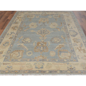 6'2"x8'10" Gray Angora Oushak With Soft Velvety Wool Hand Knotted Oriental Rug FWR345192