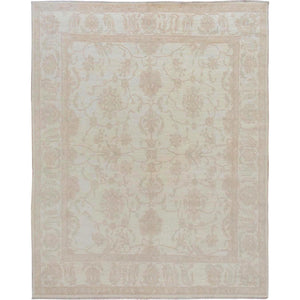 8'x9'6" Ivory White Wash Peshawar Ziegler Mahal Pure Wool Hand Knotted Oriental Rug FWR345228