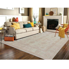 Load image into Gallery viewer, 8&#39;x9&#39;6&quot; Ivory White Wash Peshawar Ziegler Mahal Pure Wool Hand Knotted Oriental Rug FWR345228
