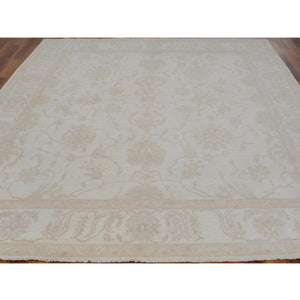 8'x9'6" Ivory White Wash Peshawar Ziegler Mahal Pure Wool Hand Knotted Oriental Rug FWR345228