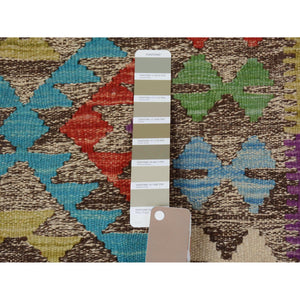 2'7"x3'10" Colorful Reversible Afghan Kilim Flat Weave Pure Wool Hand Woven Oriental Rug FWR345282