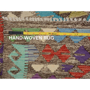 2'7"x3'10" Colorful Reversible Afghan Kilim Flat Weave Pure Wool Hand Woven Oriental Rug FWR345282