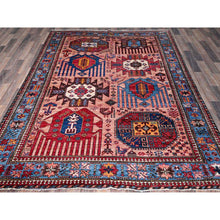 Load image into Gallery viewer, 6&#39;x8&#39;2&quot; Rose Pink, Afghan Ersari With Turkish Knot, Caucasian Design Revival, Ancient Bird Figurines, Vegetable Dyes, Soft And Velvety Wool, Hand Knotted, Oriental Rug FWR3450