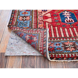 6'x8'2" Rose Pink, Afghan Ersari With Turkish Knot, Caucasian Design Revival, Ancient Bird Figurines, Vegetable Dyes, Soft And Velvety Wool, Hand Knotted, Oriental Rug FWR3450