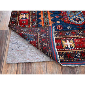 6'1"x8'5" Opal Blue, Afghan Ersari with Turkish Knot, Caucasian Design Revival, Hand Knotted, Vegetable Dyes, Soft and Velvety Wool, Densely Woven, Oriental Rug FWR3456
