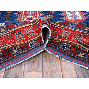 6'1"x8'5" Opal Blue, Afghan Ersari with Turkish Knot, Caucasian Design Revival, Hand Knotted, Vegetable Dyes, Soft and Velvety Wool, Densely Woven, Oriental Rug FWR3456