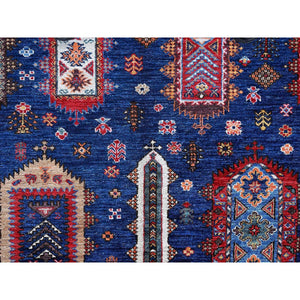 6'1"x8'5" Opal Blue, Afghan Ersari with Turkish Knot, Caucasian Design Revival, Hand Knotted, Vegetable Dyes, Soft and Velvety Wool, Densely Woven, Oriental Rug FWR3456