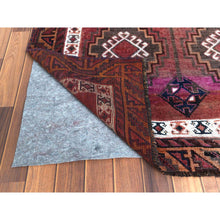 Load image into Gallery viewer, 4&#39;6&quot;x7&#39;5&quot; Vintage With Even Wear Persian Shiraz With Purple Abrash Worn Down Distressed Hand Knotted Clean Oriental Rug FWR346536