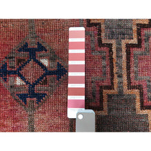 Load image into Gallery viewer, 4&#39;6&quot;x7&#39;5&quot; Vintage With Even Wear Persian Shiraz With Purple Abrash Worn Down Distressed Hand Knotted Clean Oriental Rug FWR346536