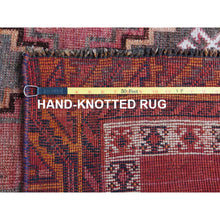 Load image into Gallery viewer, 4&#39;6&quot;x7&#39;5&quot; Vintage With Even Wear Persian Shiraz With Purple Abrash Worn Down Distressed Hand Knotted Clean Oriental Rug FWR346536