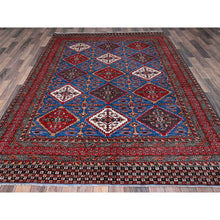 Load image into Gallery viewer, 6&#39;1&quot;x8&#39;6&quot; Bayern Blue, Afghan Ersari with Turkish Knot, Caucasian Design Revival, Densely Woven, Vegetable Dyes, Hand Knotted, Soft and Shiny Wool, Oriental Rug FWR3462