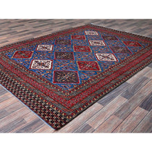 Load image into Gallery viewer, 6&#39;1&quot;x8&#39;6&quot; Bayern Blue, Afghan Ersari With Turkish Knot, Caucasian Design Revival, Densely Woven, Vegetable Dyes, Hand Knotted, Soft And Shiny Wool, Oriental Rug FWR3462
