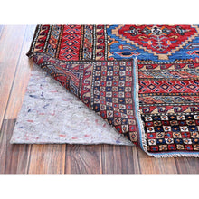 Load image into Gallery viewer, 6&#39;1&quot;x8&#39;6&quot; Bayern Blue, Afghan Ersari with Turkish Knot, Caucasian Design Revival, Densely Woven, Vegetable Dyes, Hand Knotted, Soft and Shiny Wool, Oriental Rug FWR3462