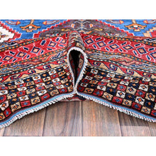 Load image into Gallery viewer, 6&#39;1&quot;x8&#39;6&quot; Bayern Blue, Afghan Ersari with Turkish Knot, Caucasian Design Revival, Densely Woven, Vegetable Dyes, Hand Knotted, Soft and Shiny Wool, Oriental Rug FWR3462