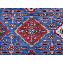Load image into Gallery viewer, 6&#39;1&quot;x8&#39;6&quot; Bayern Blue, Afghan Ersari with Turkish Knot, Caucasian Design Revival, Densely Woven, Vegetable Dyes, Hand Knotted, Soft and Shiny Wool, Oriental Rug FWR3462