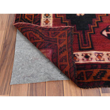 Load image into Gallery viewer, 4&#39;9&quot;x10&#39;5&quot; Distressed Hand Knotted Red Persian Qashqai Worn Down Vintage Bohemian Natural Wool Clean Runner Oriental Rug FWR347184