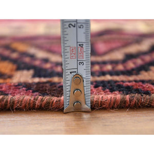 4'9"x10'5" Distressed Hand Knotted Red Persian Qashqai Worn Down Vintage Bohemian Natural Wool Clean Runner Oriental Rug FWR347184