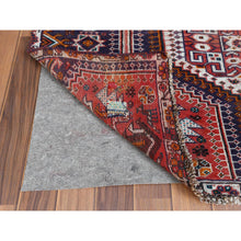 Load image into Gallery viewer, 4&#39;6&quot;x7&#39;2&quot; Red Distressed Hand Knotted Persian Qashqai Vintage Worn Down Bohemian Clean Organic Wool Oriental Rug FWR347196