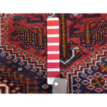 Load image into Gallery viewer, 4&#39;6&quot;x7&#39;2&quot; Red Distressed Hand Knotted Persian Qashqai Vintage Worn Down Bohemian Clean Organic Wool Oriental Rug FWR347196