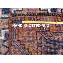 Load image into Gallery viewer, 4&#39;x9&#39;4&quot; Dark Sapphire Blue, Pure Wool, Handmade, Overdyed Vintage Persian Houssienabad Fish Mahi All Over Design, Wide Runner, Oriental Rug FWR485238